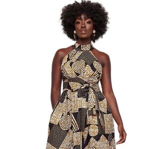 Elegant Black and Gold Maxi Dress